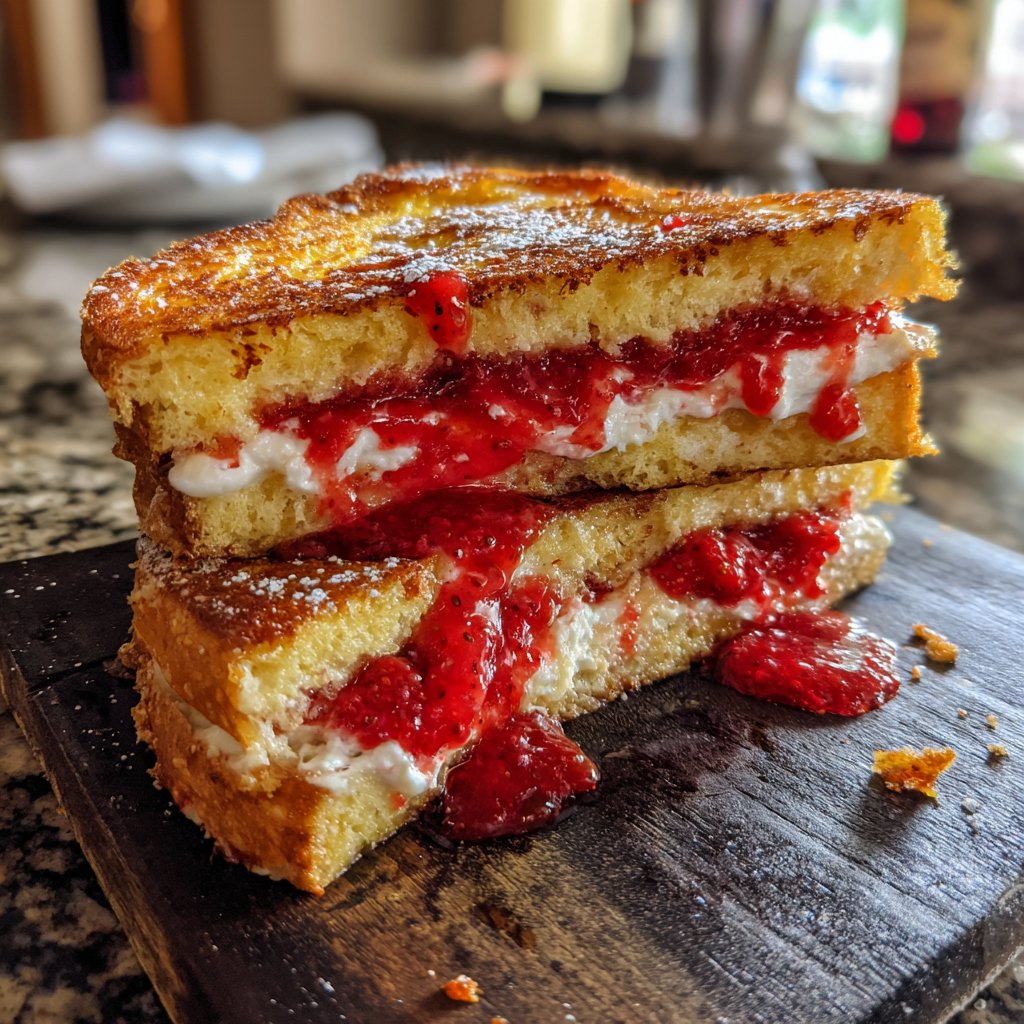 Strawberry Cream Cheese Stuffed French Toast