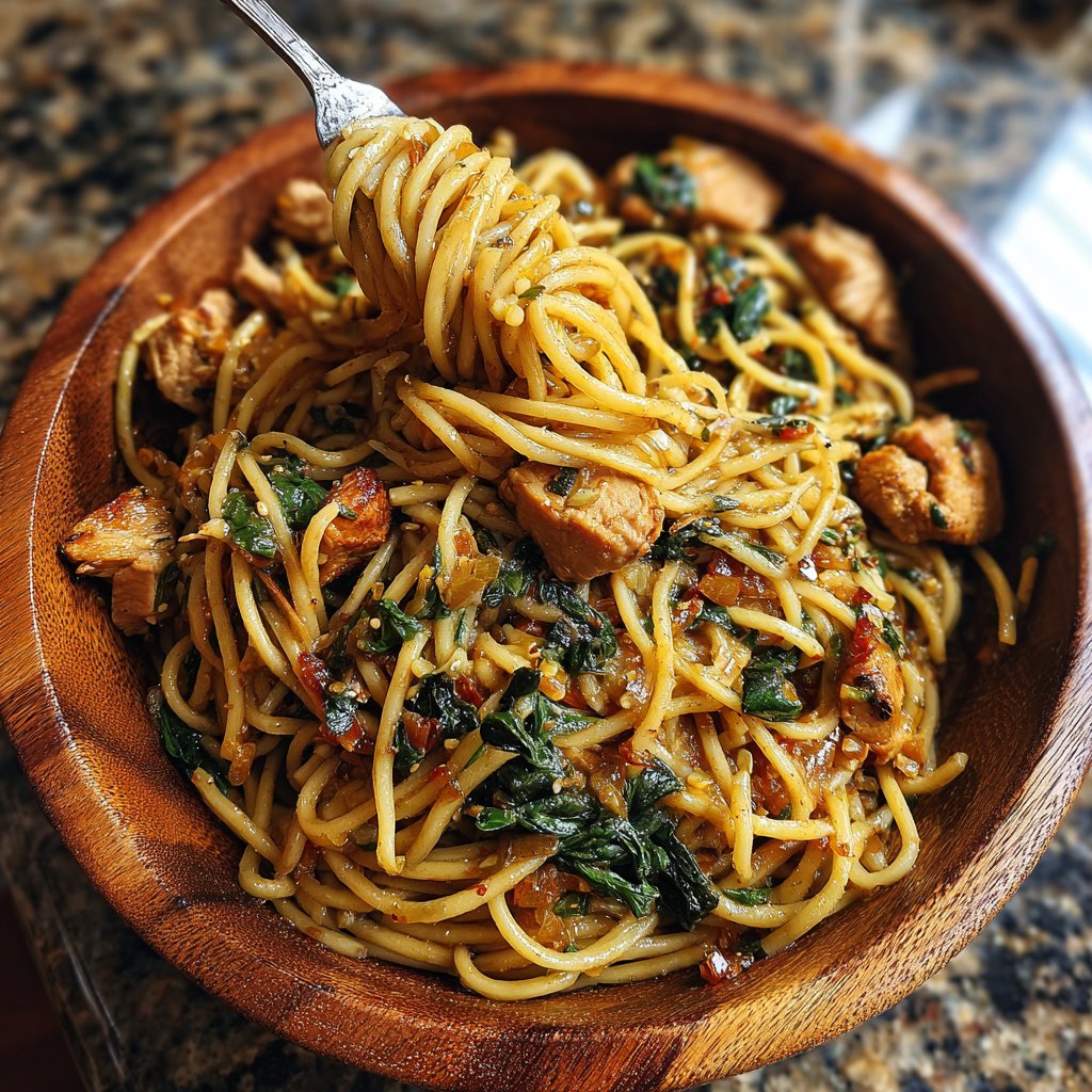 Spicy Turkey and Garlic Noodles