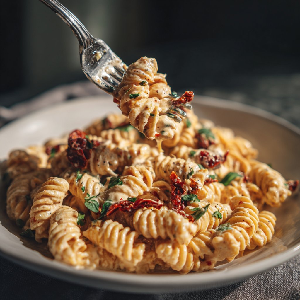 One Pot Creamy Garlic Sun-Dried Tomato Pasta