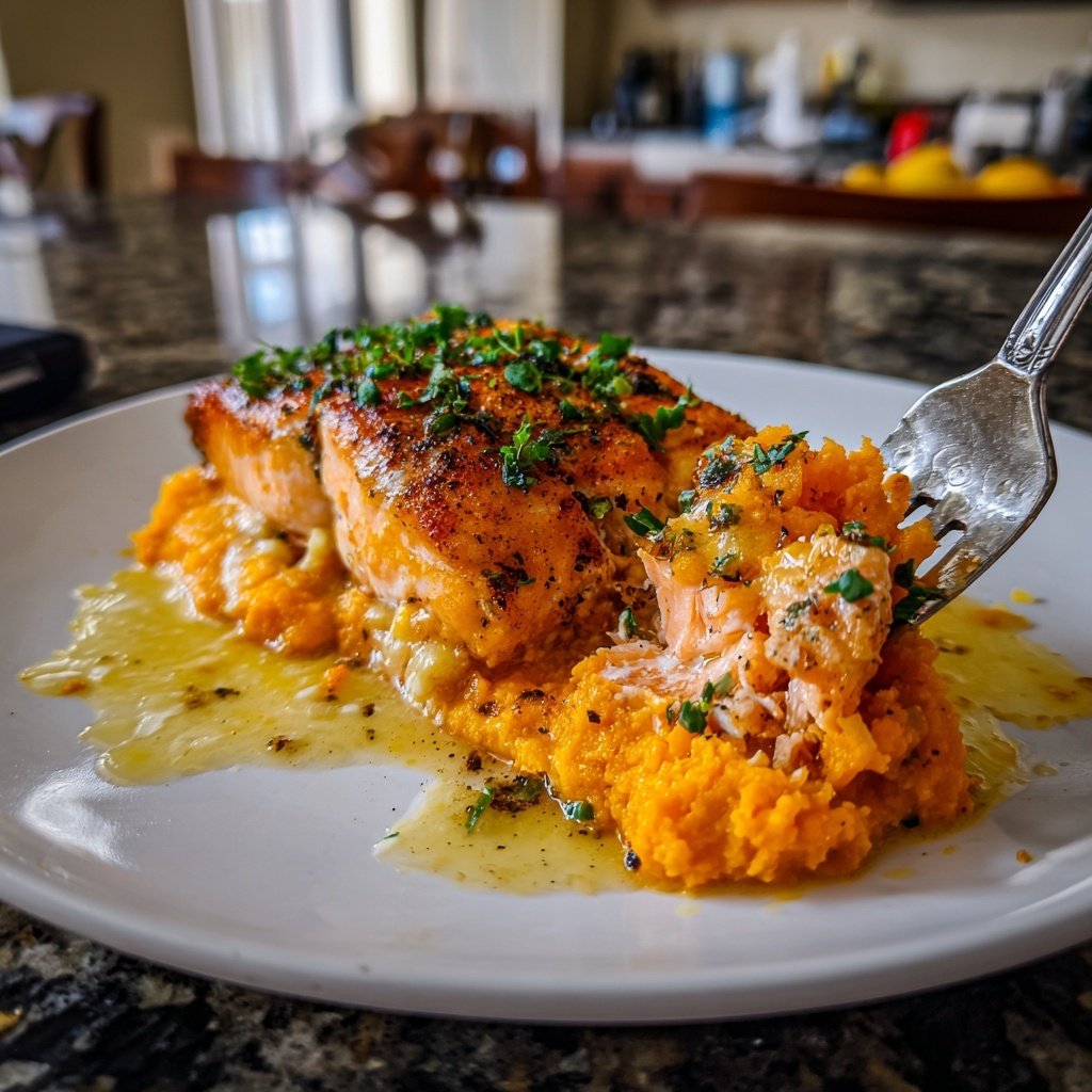 Baked Salmon and Sweet Potato